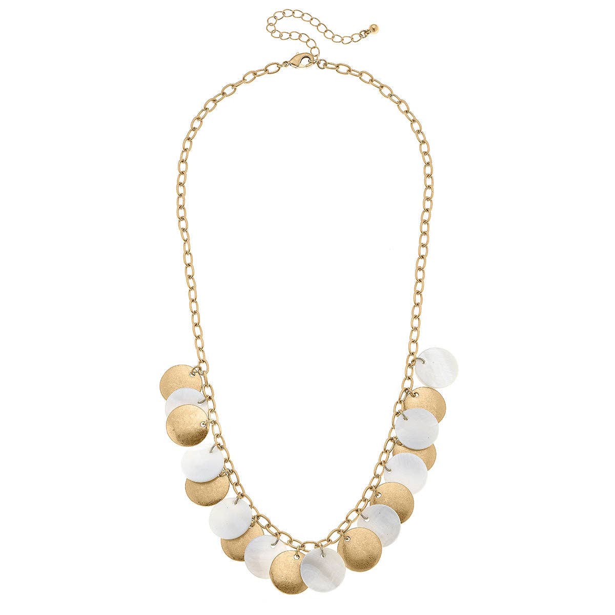 Naya Pearl and Gold Disc Necklace in Mother of Pearl