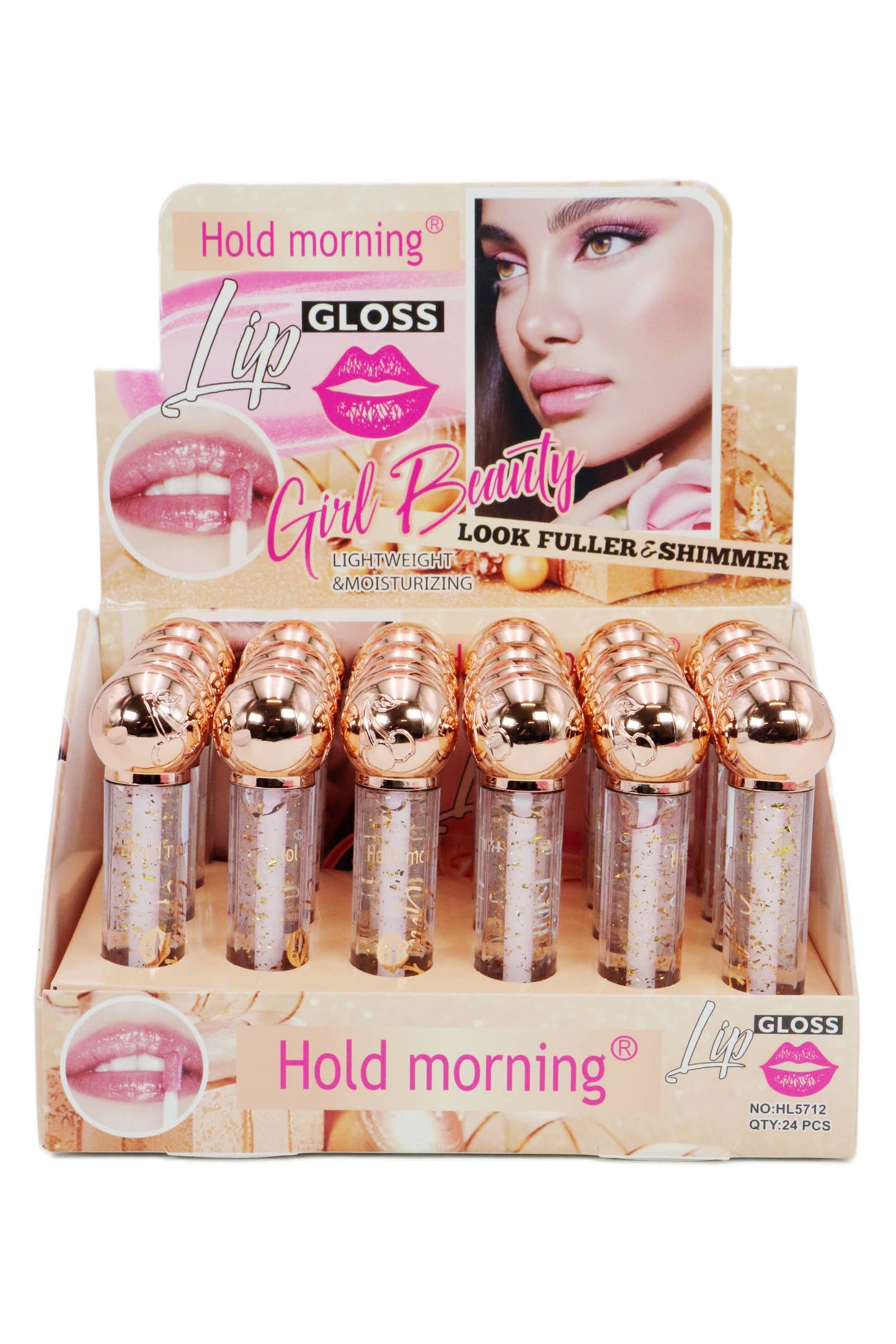Cherry Rose Gold Shimmer Scented Lip Gloss