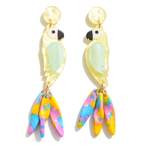 Resin Parrot Drop Earrings