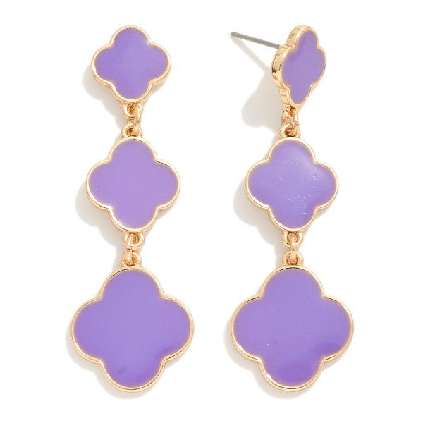 Linked Enamel Clover Drop Earrings