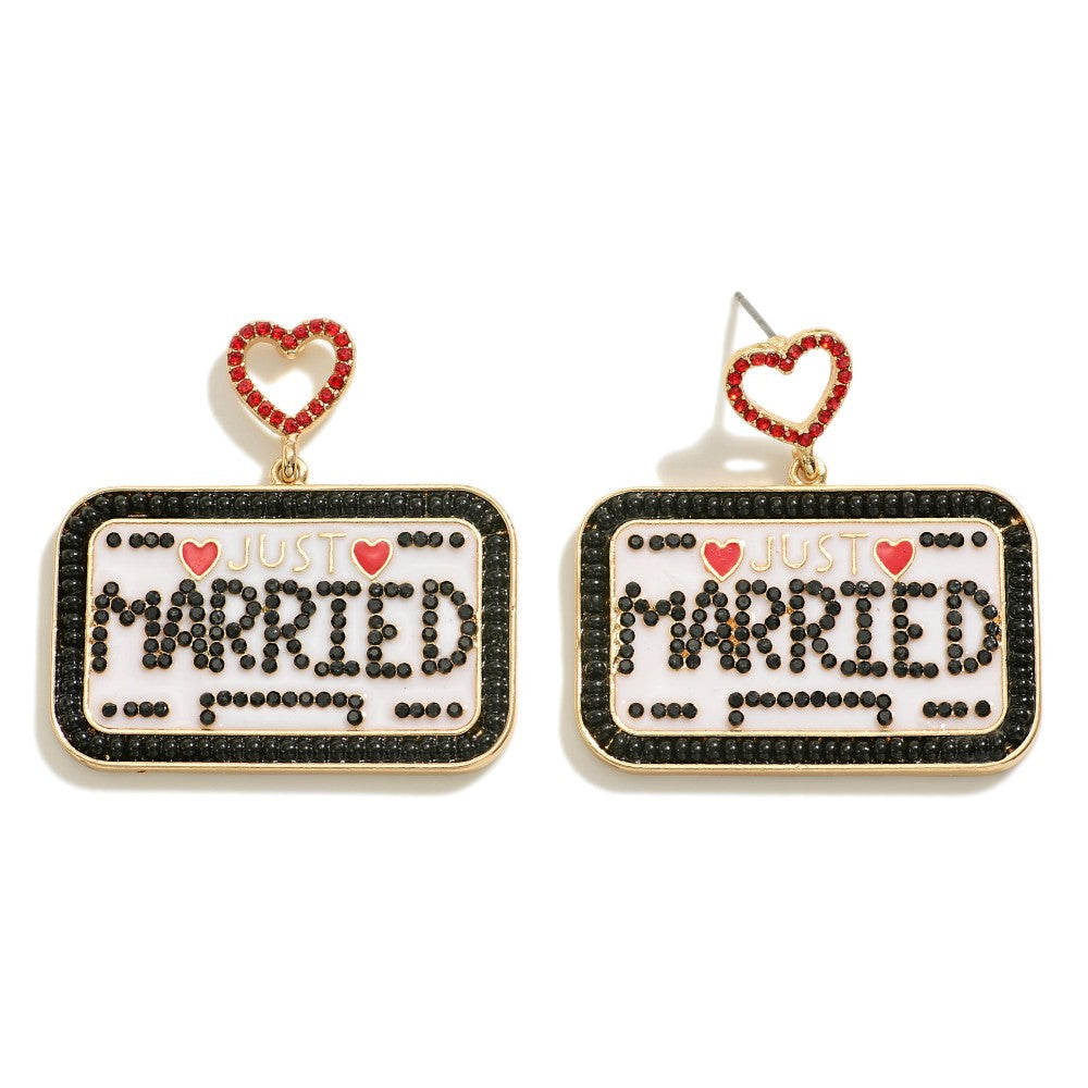 Just Married License Plate Earrings