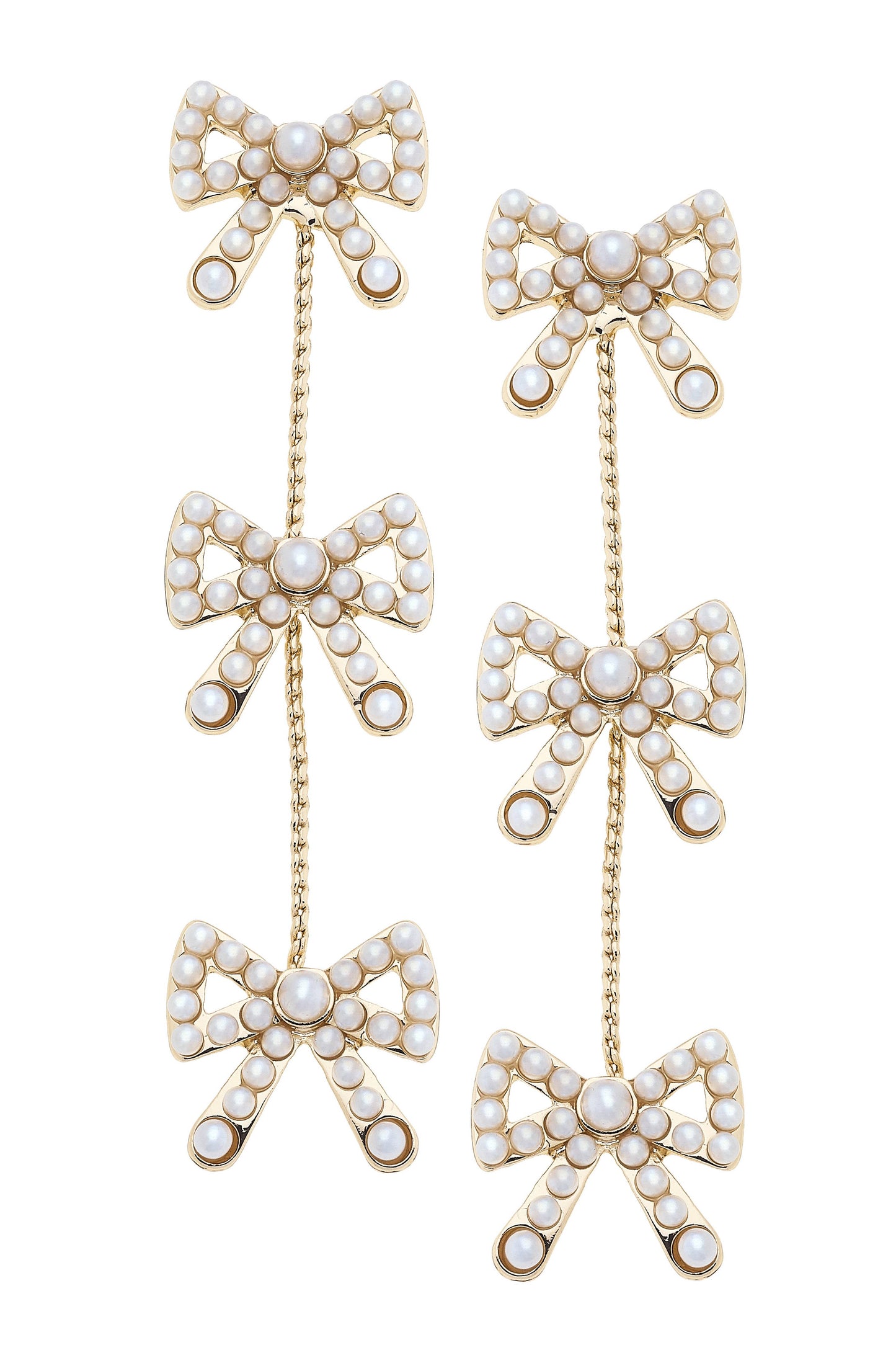 Dawn Pearl Studded Bow Linked Earrings