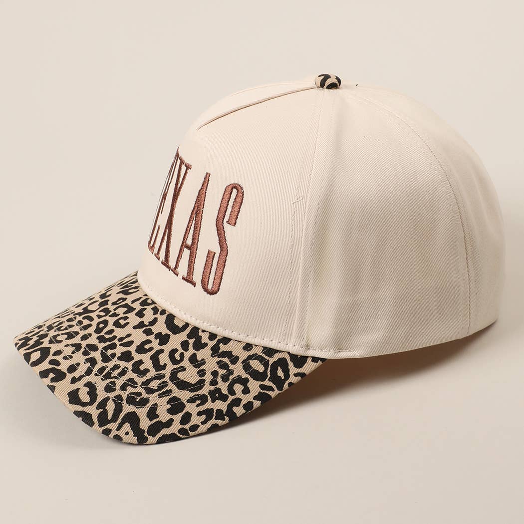 TEXAS Embroidery Leopard Trucker Hat