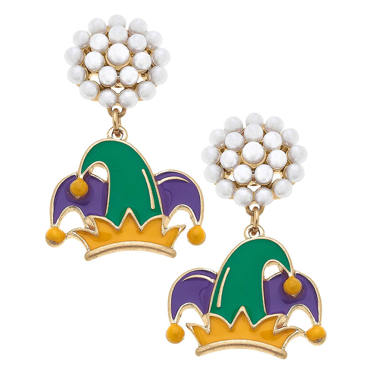 Mardi Gras Jester Hat Enamel Earrings