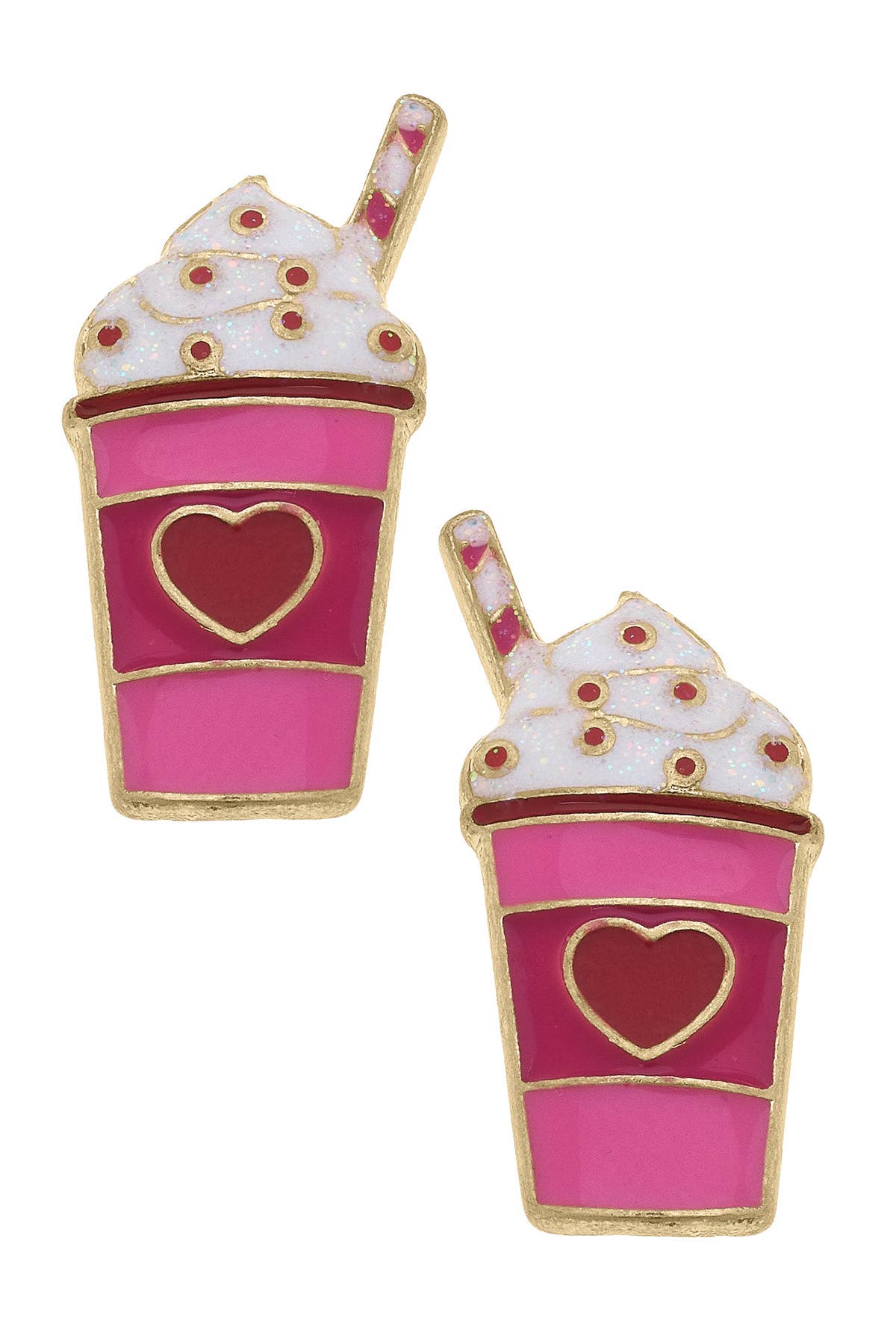 Valentines Cupid Frappe Enamel Stud Earrings