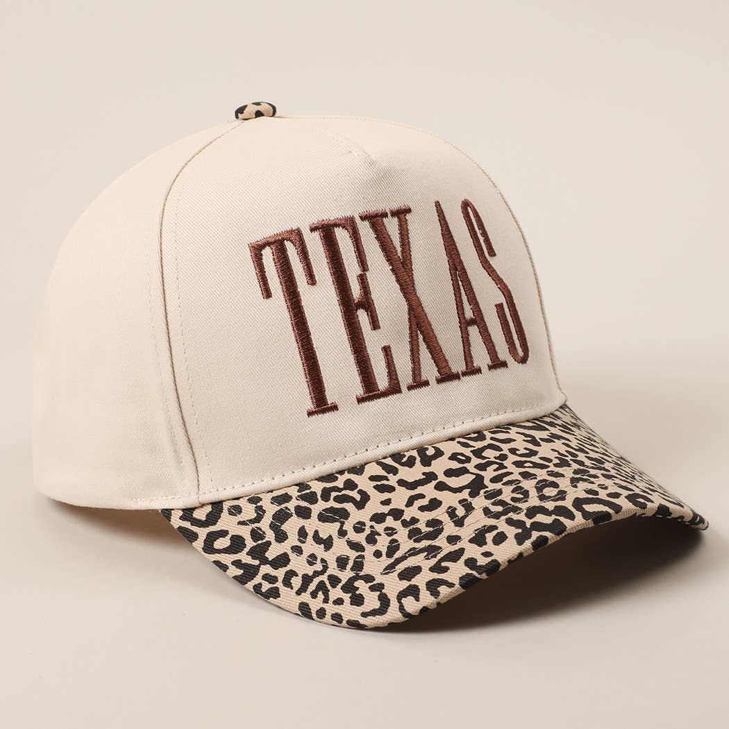 TEXAS Embroidery Leopard Trucker Hat