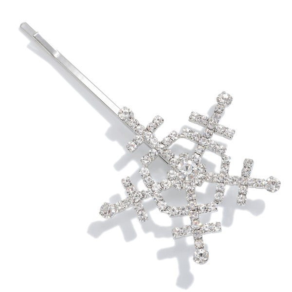 Rhinestone Snowflake Hair Pin