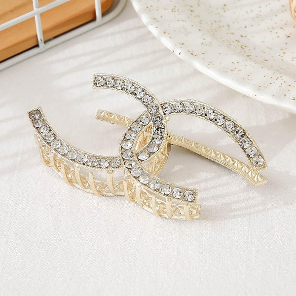 Gold Tone Metal Interlocking Claw Hair Clip
