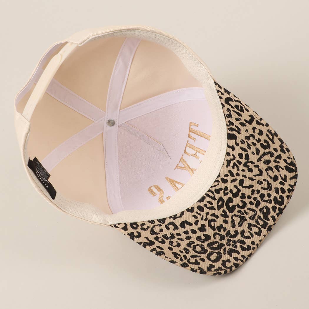 TEXAS Embroidery Leopard Trucker Hat