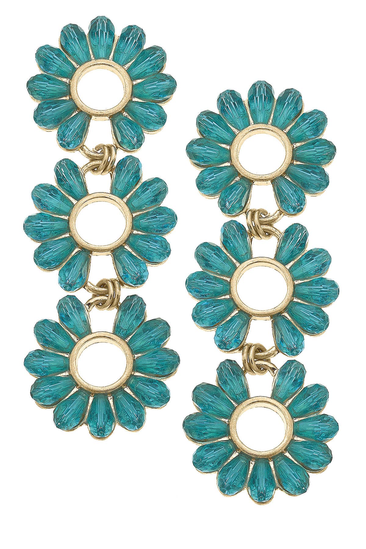 Faye Triple Glass Flower Earrings