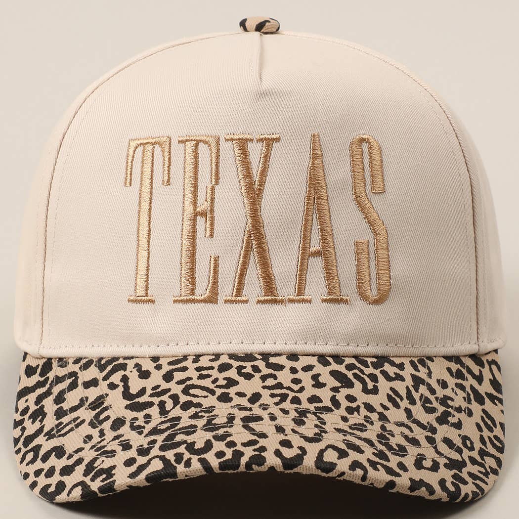 TEXAS Embroidery Leopard Trucker Hat