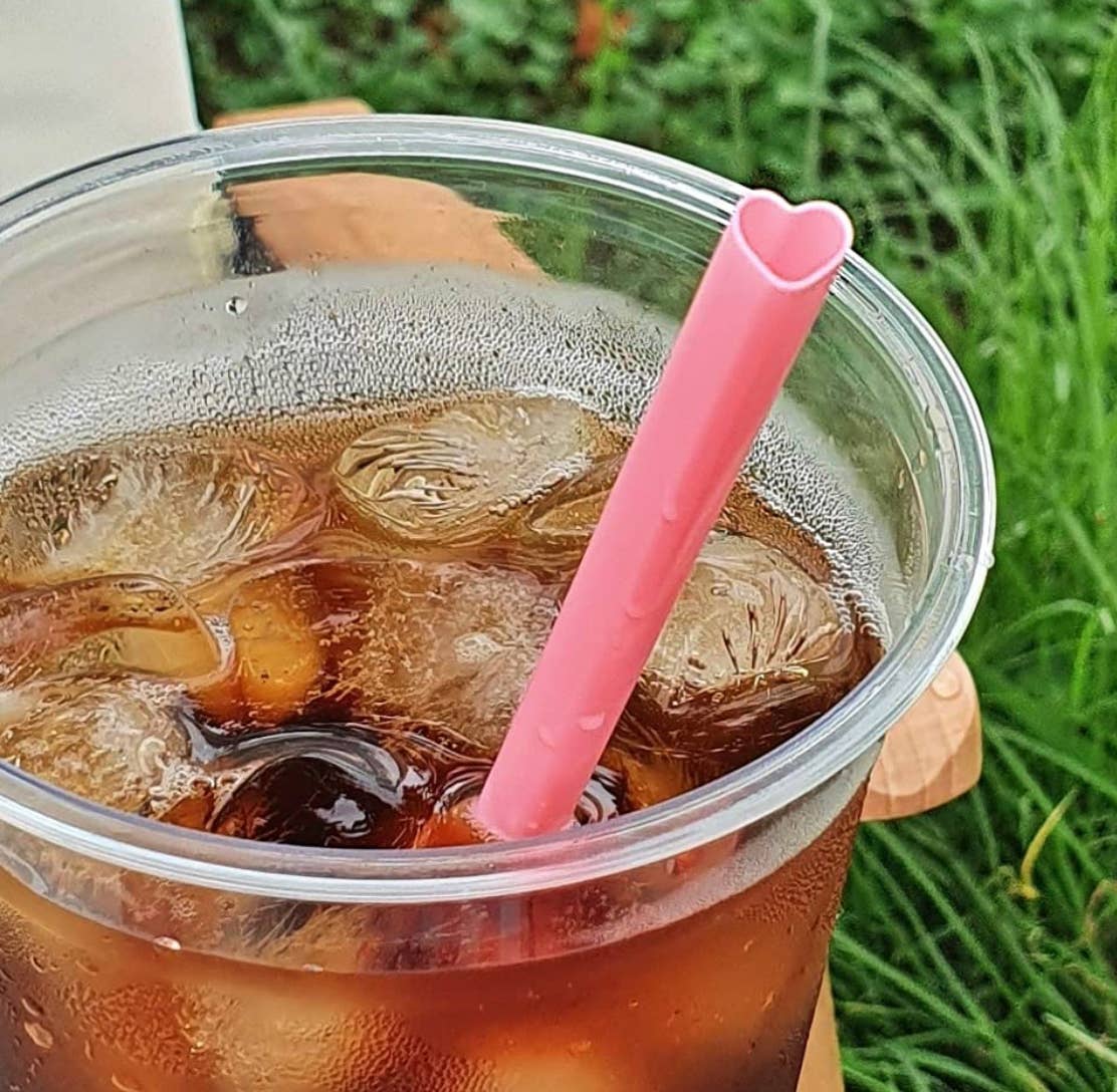 Pink Heart Straw