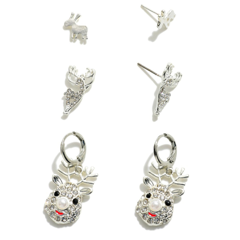 Set of Three Reindeer Earrings