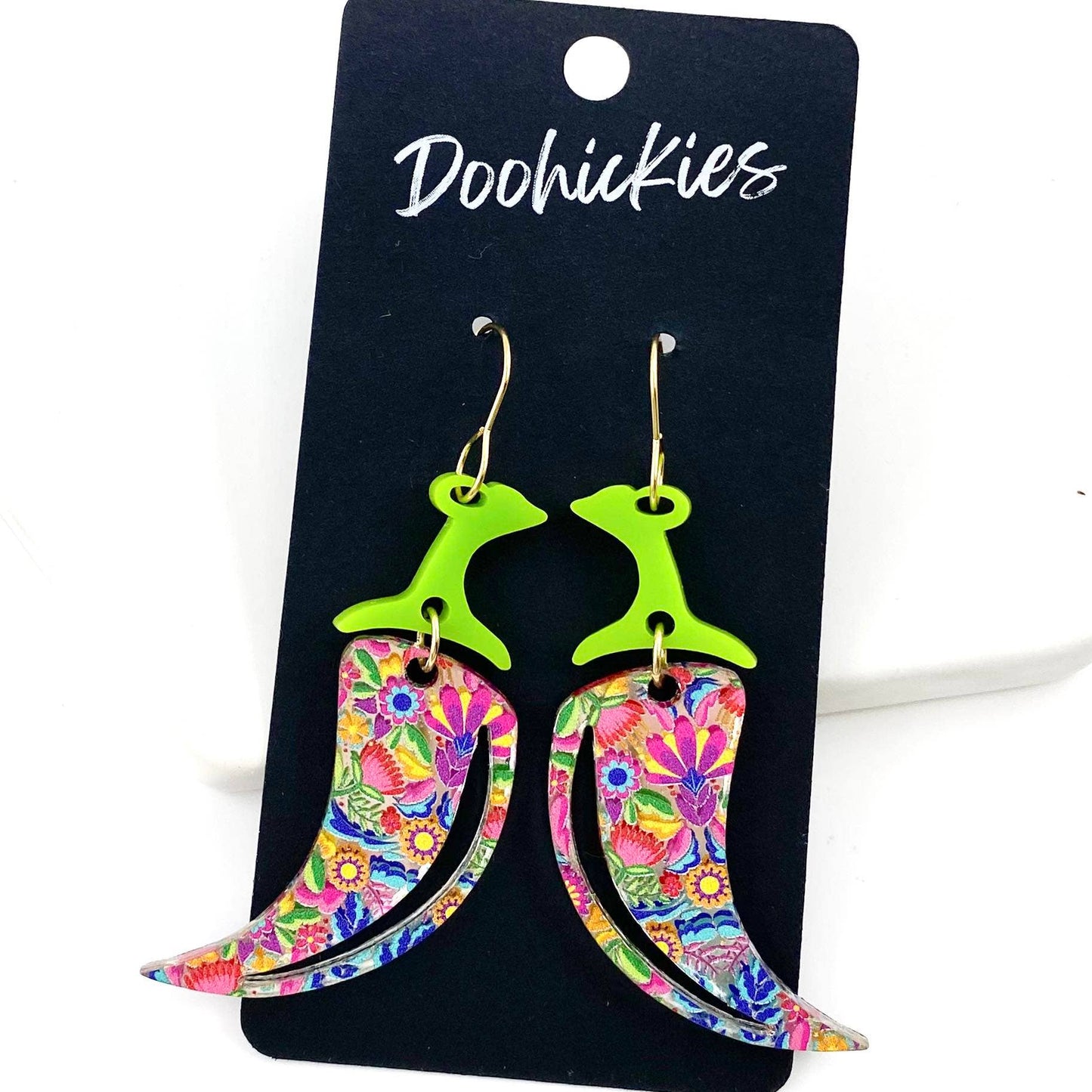 Fiesta Floral Chili Peppers Earrings