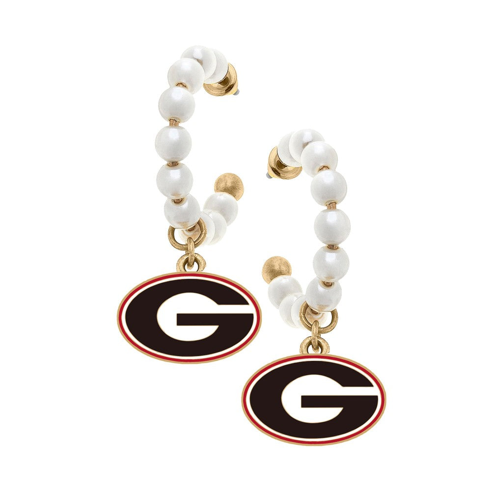 Georgia Pearl Hoop Enamel Drop Earrings