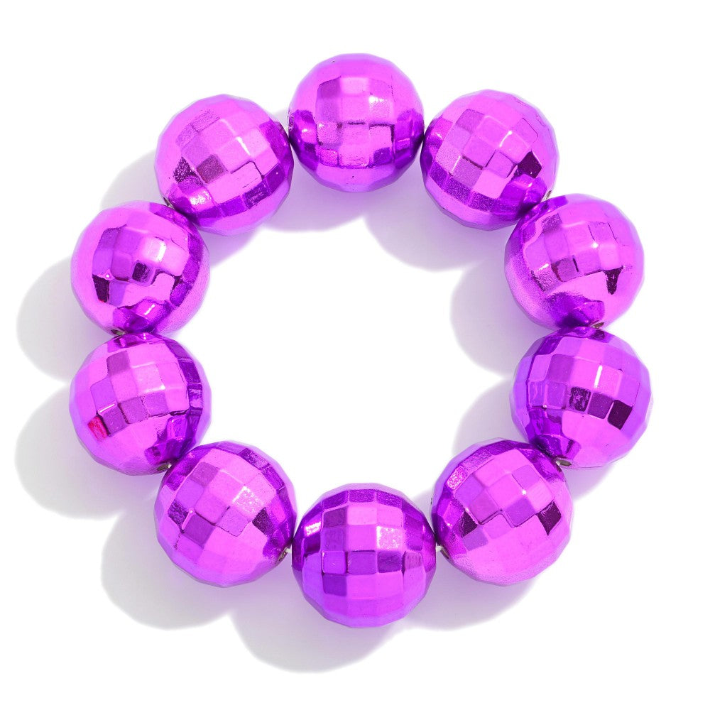 Purple Chunky Disco Stretch Bracelet