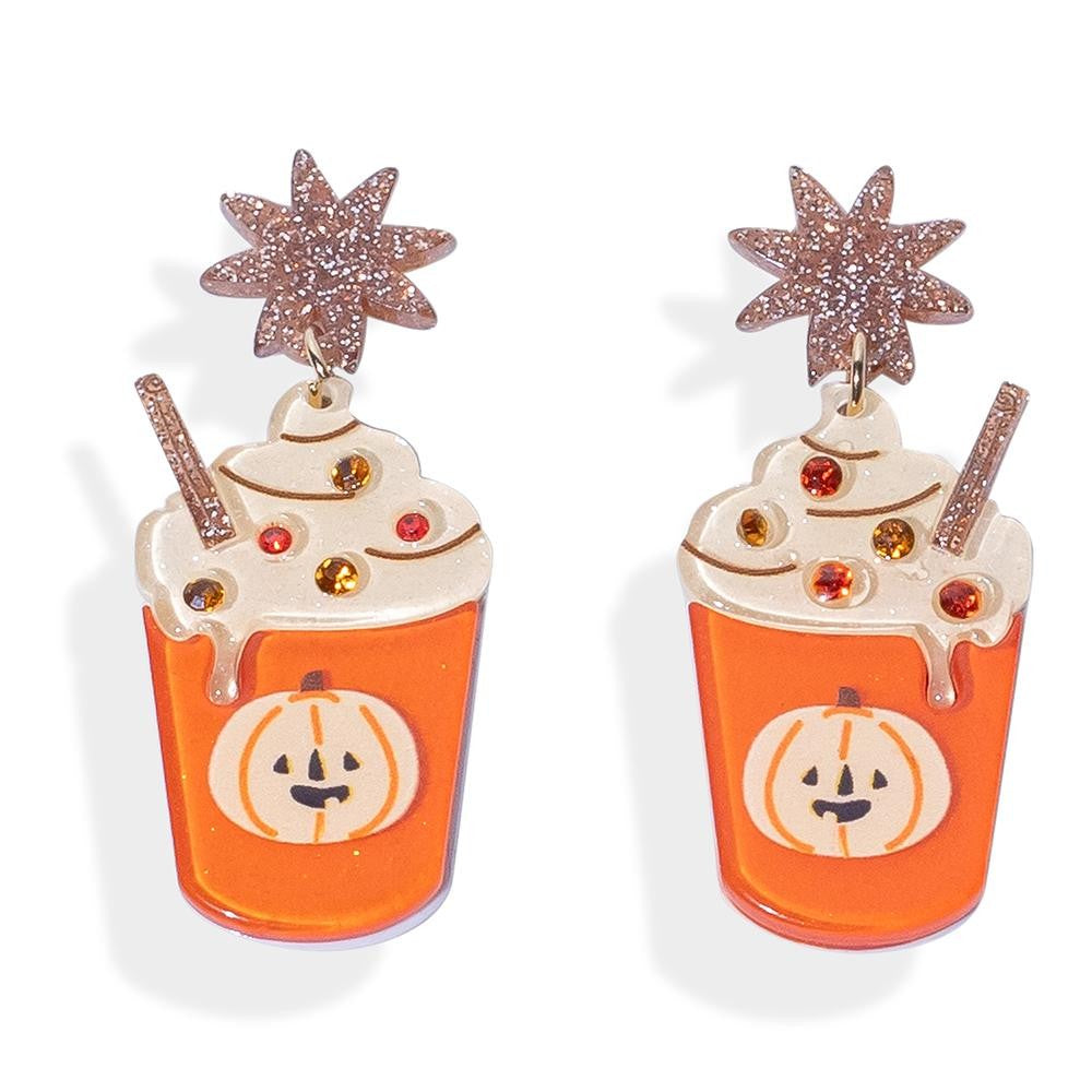 Glitter Acetate Pumpkin Spice Latte Earrings