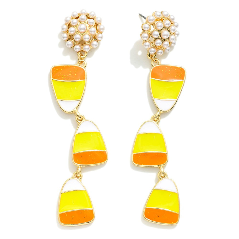 Metal Linked Candy Corn Earrings