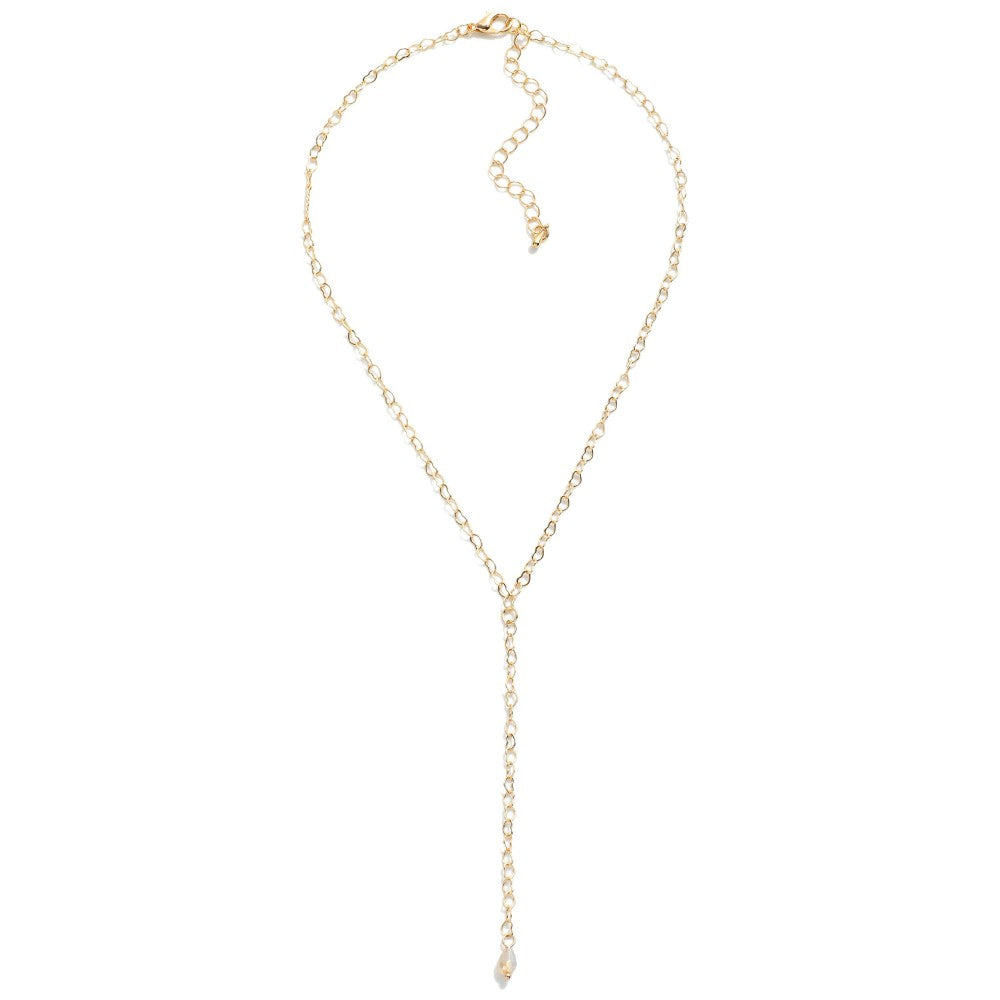 Linked Heart Shaped Chain Link Necklace With Rhinestone Detail