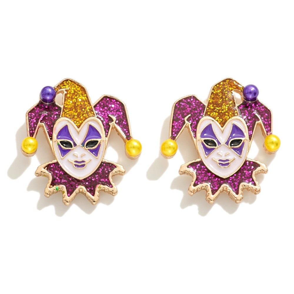Mardi Gras Jester Stud Earrings