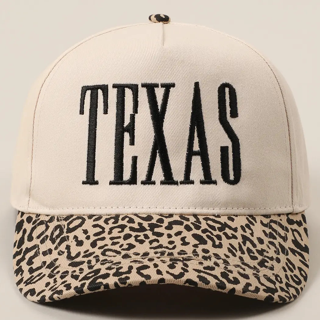 TEXAS Embroidery Leopard Trucker Hat