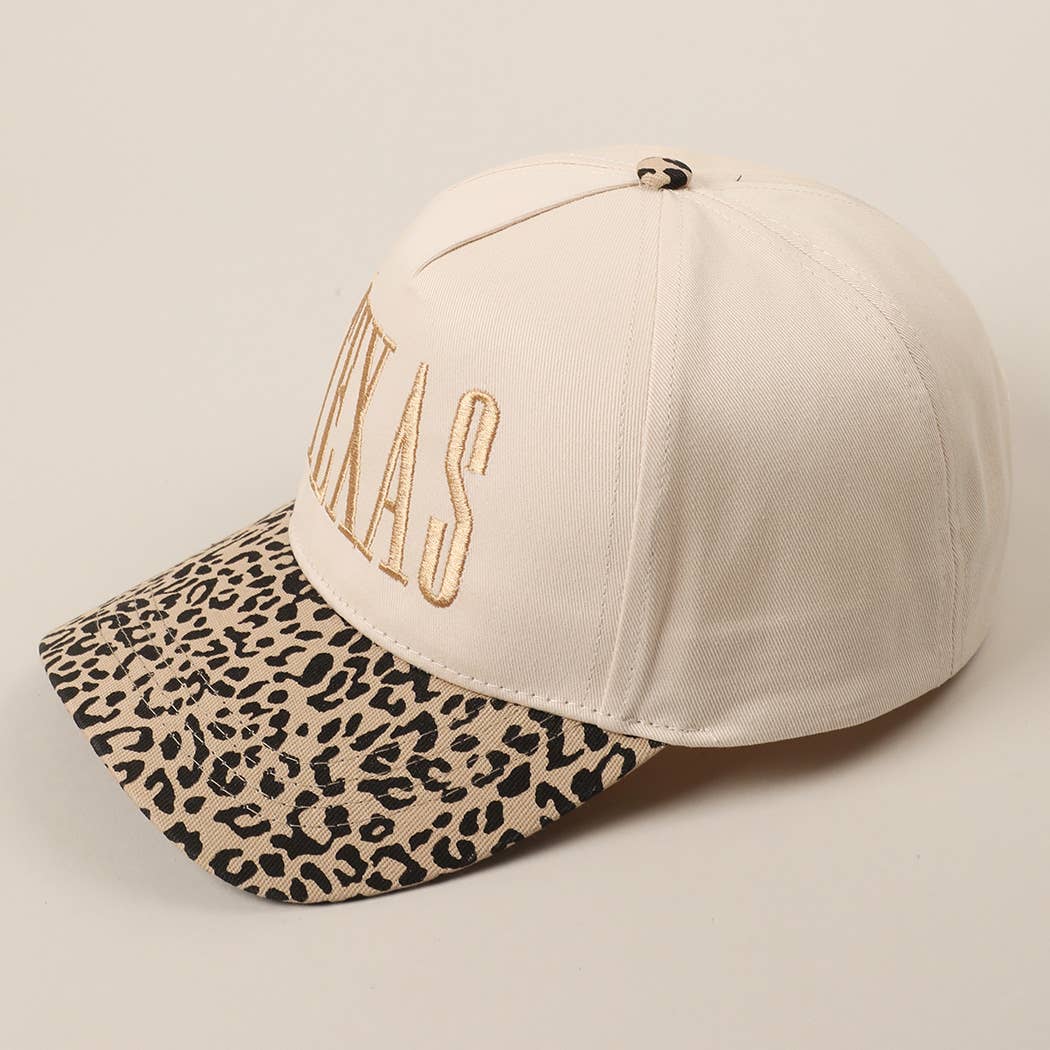TEXAS Embroidery Leopard Trucker Hat