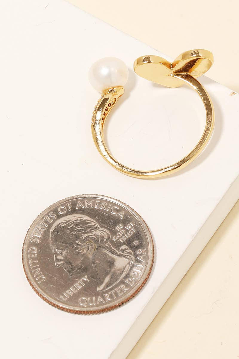 Pearl Heart Open Fashion Ring