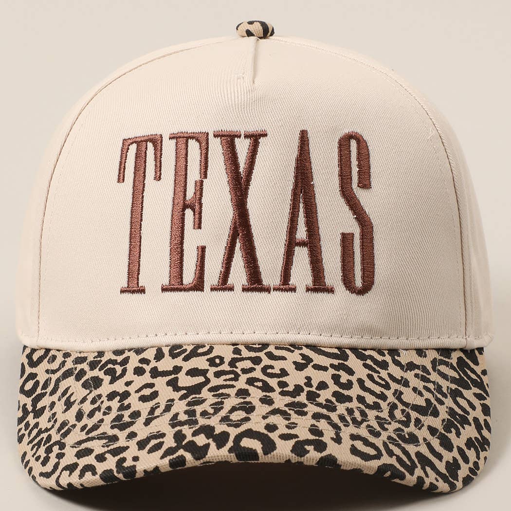 TEXAS Embroidery Leopard Trucker Hat