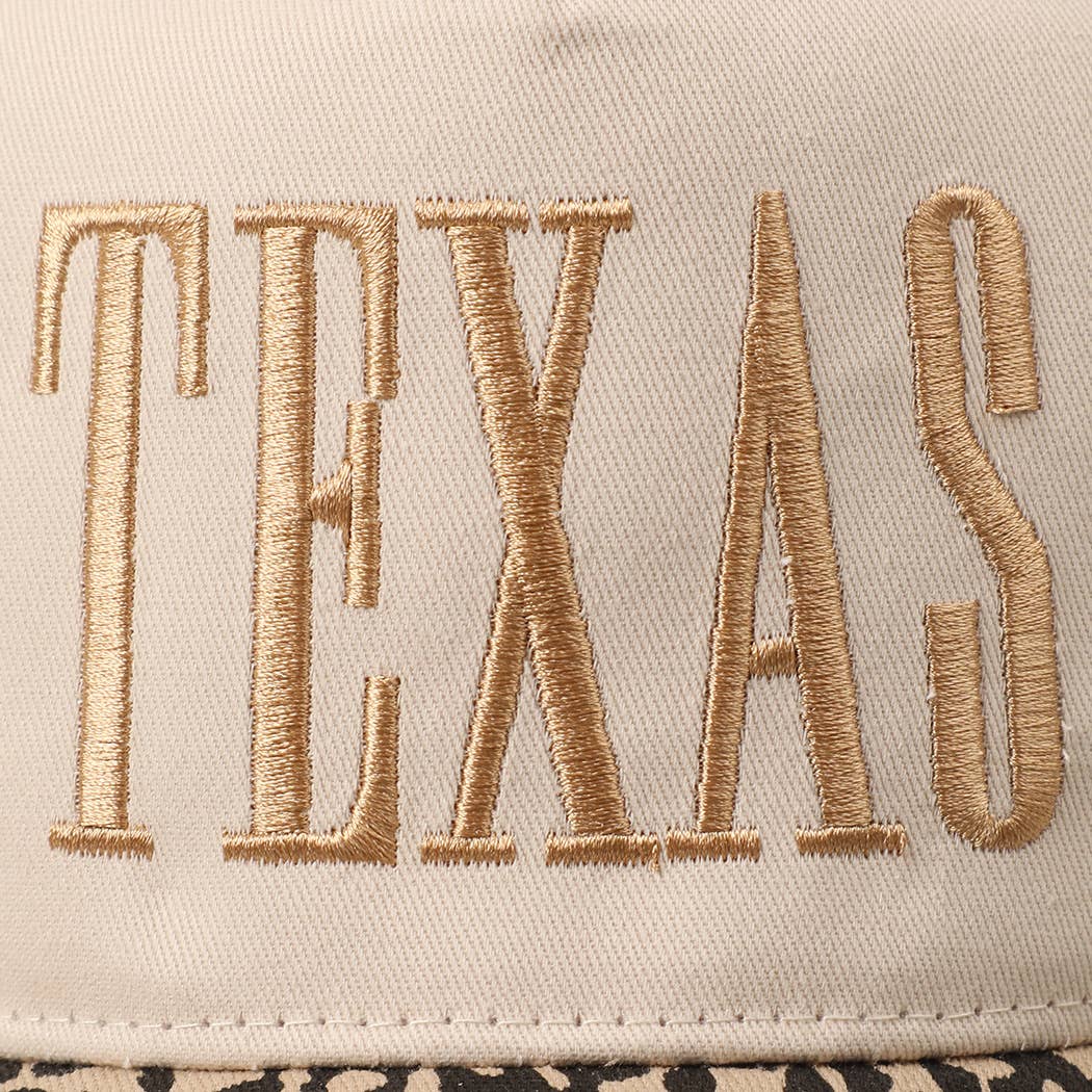TEXAS Embroidery Leopard Trucker Hat