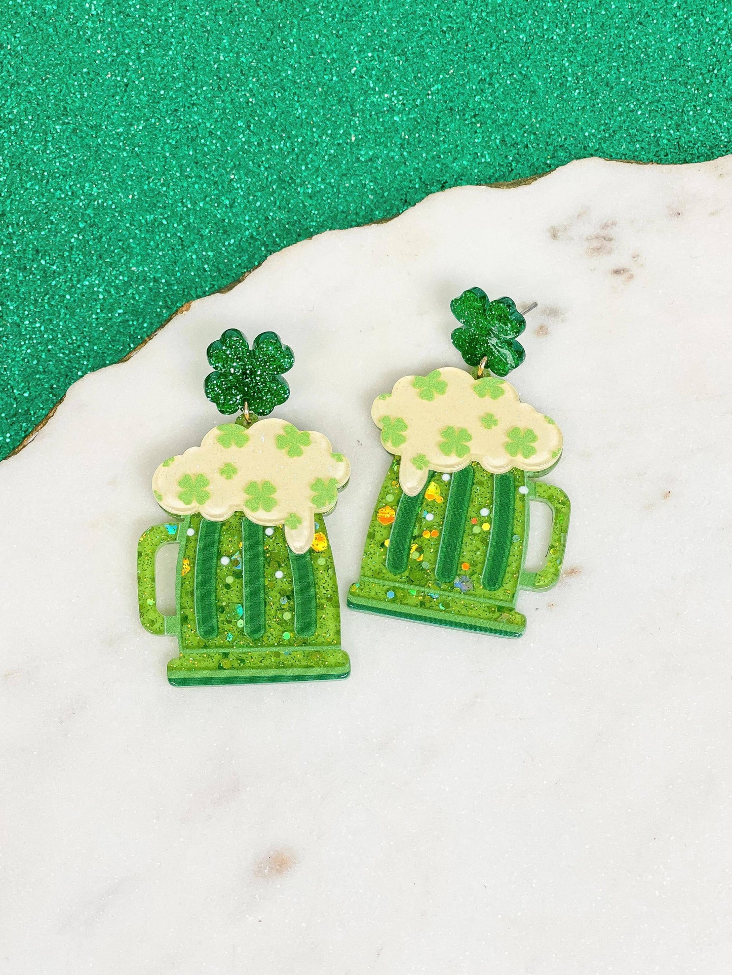 St. Patrick's Lucky Beer Dangle Earrings