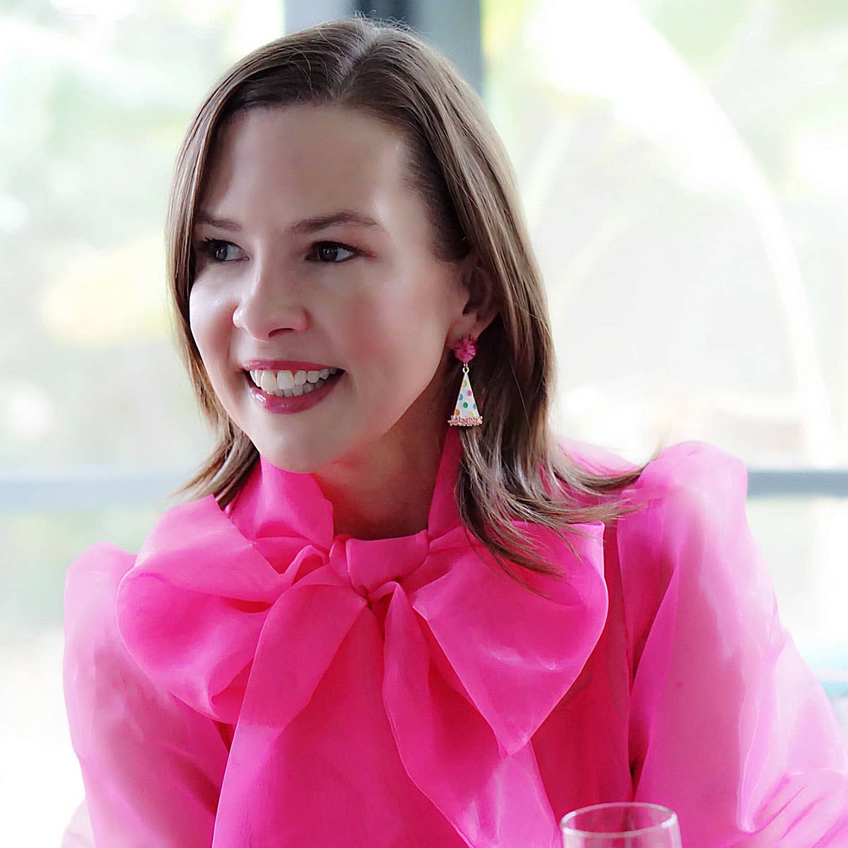 Polka Dotted Party Hat Enamel Earrings