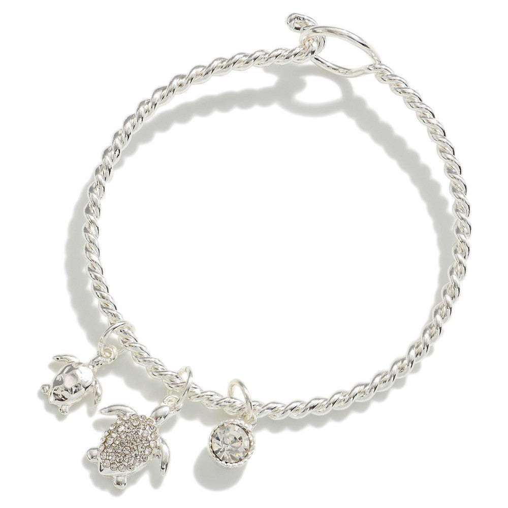 Twisted Metal Cable Squeeze Bangle Bracelet