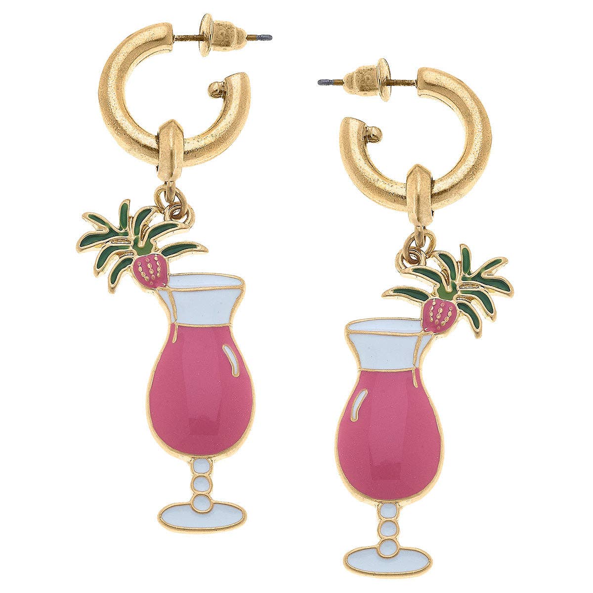 Fruity Daiquiri Enamel Drop Hoop Earrings