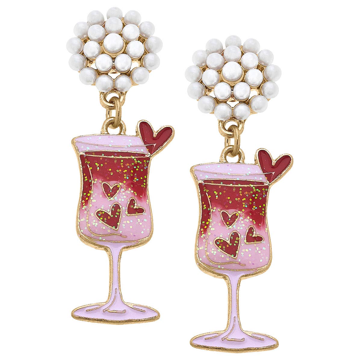 Heart Cocktail Enamel Earrings