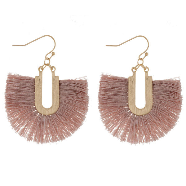 Pink Fan Tassel Earrings