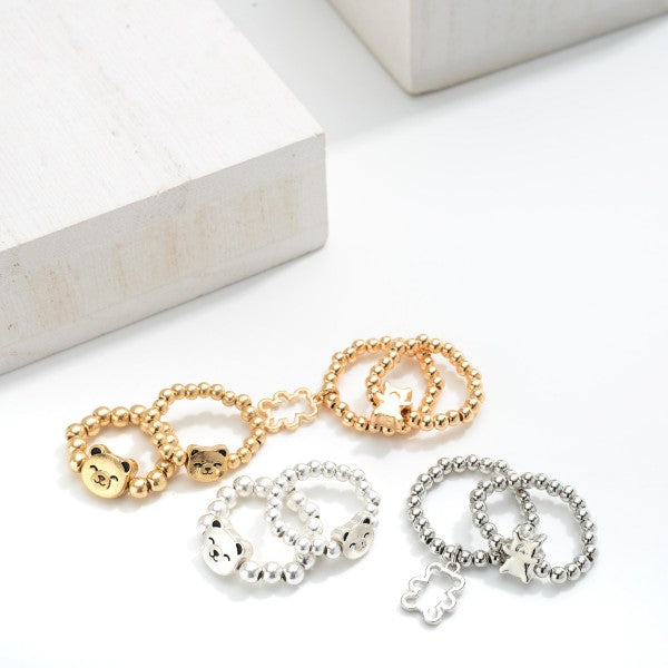 Matching Mother and Daughter Beaded Stretch Rings