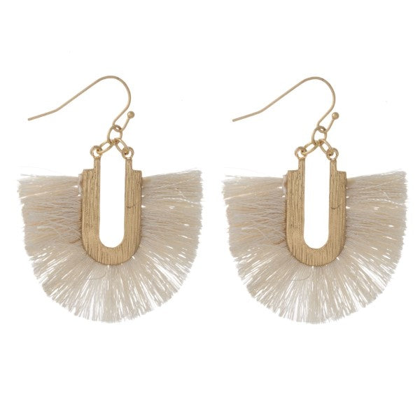 Ivory Fan Tassel Earrings