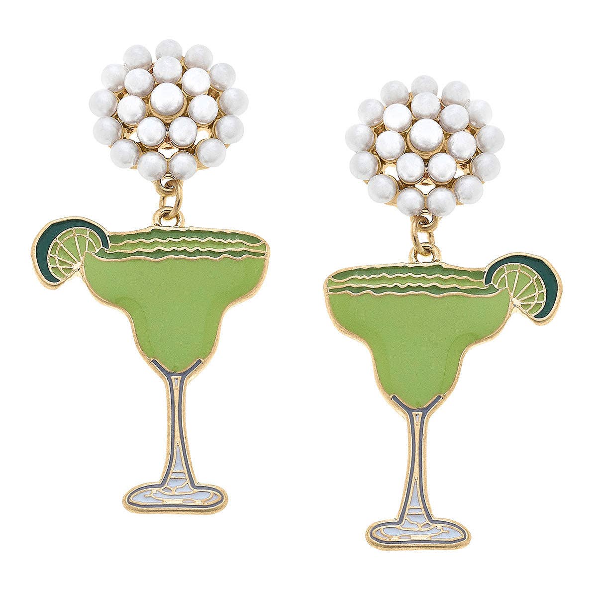 Pearl Cluster Enamel Margarita Earrings