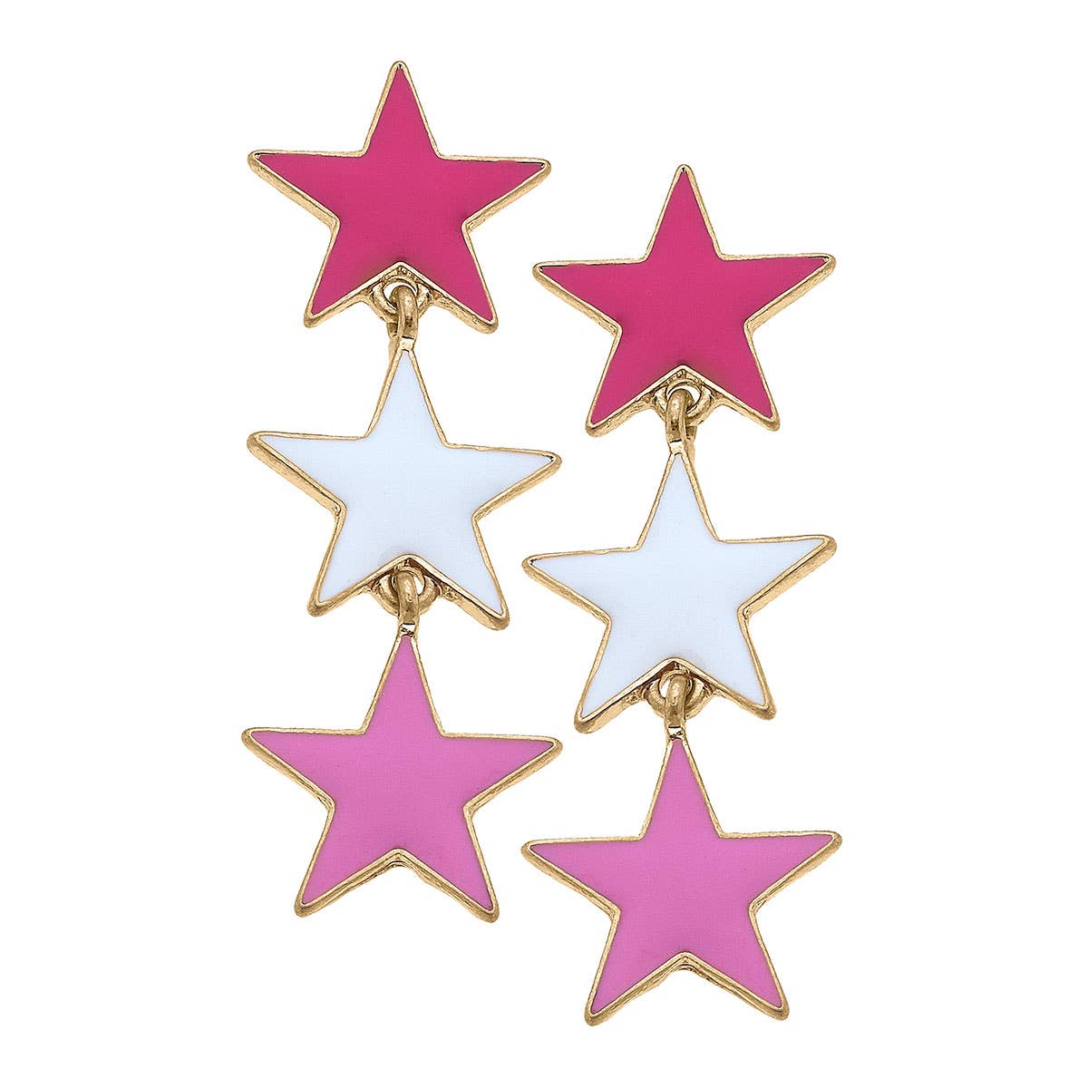 Stars Linked Enamel Earrings