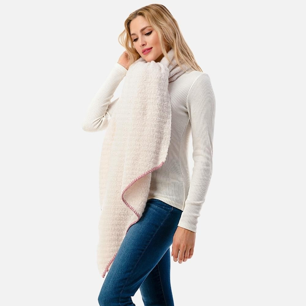 Fuzzy Soft Knit Solid Color Ribbed Scarf