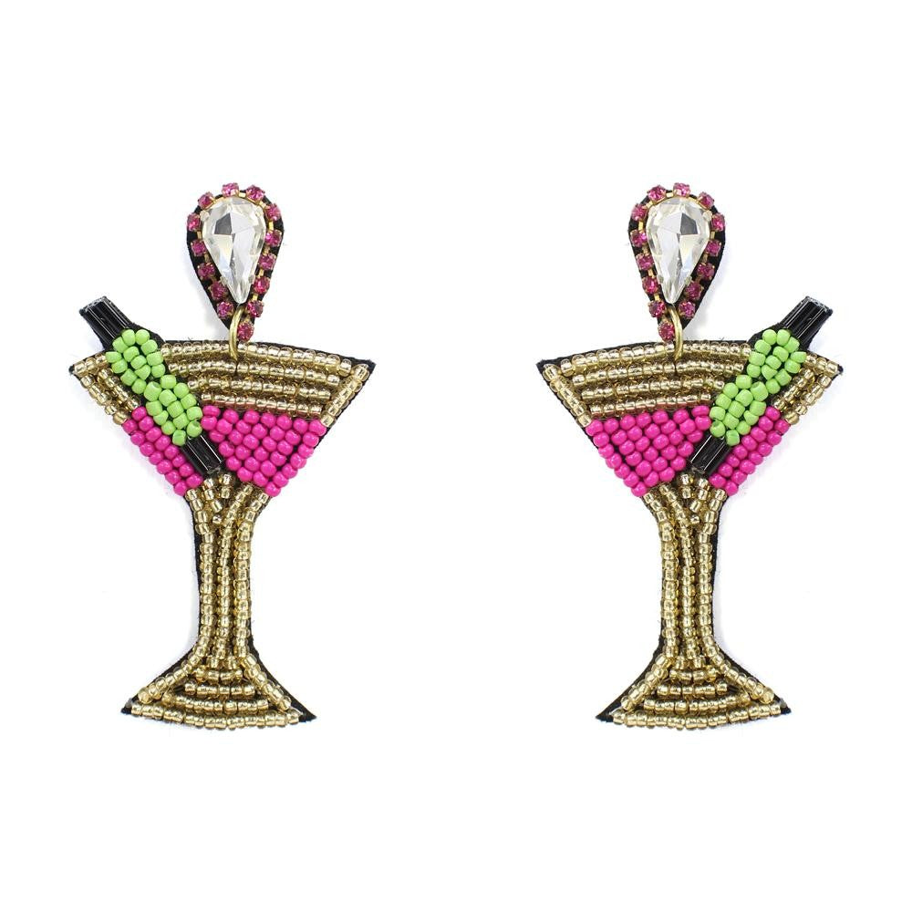 Beaded Tropical Drink Earrings