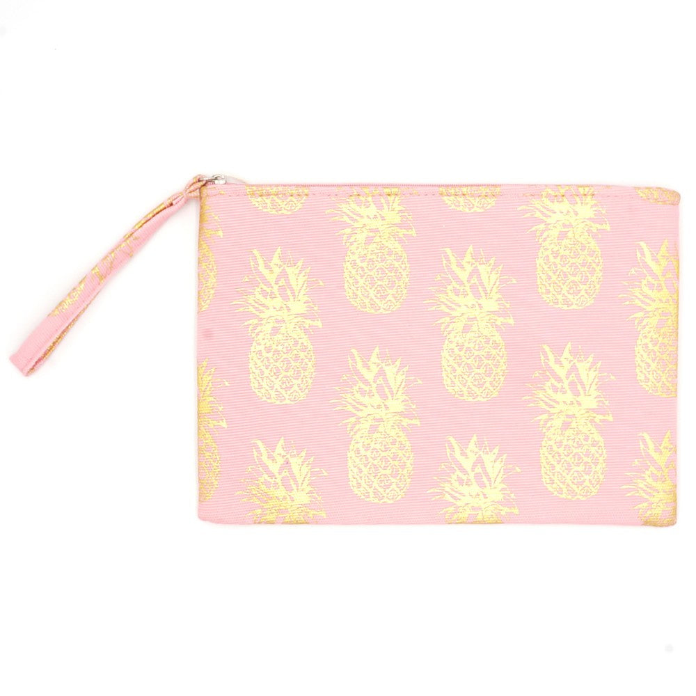 Metallic Pink Pineapple Wristlet
