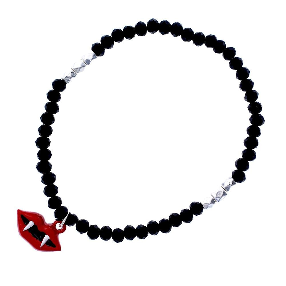 Beaded Bracelet with Vampire Teeth Charm