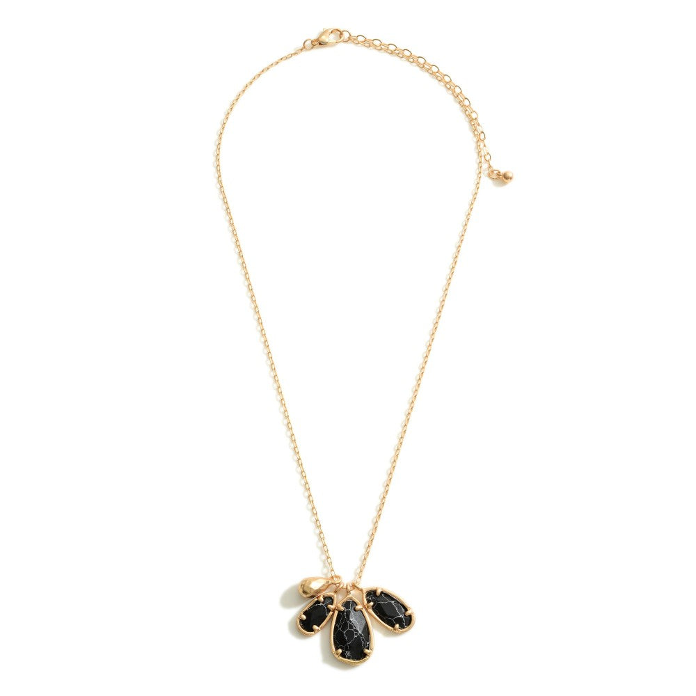 Gold Necklace with Natural Stone Pendant