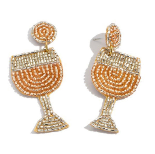 Beaded White Wine Earrings