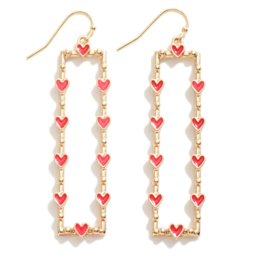 Rectangle Heart Earrings