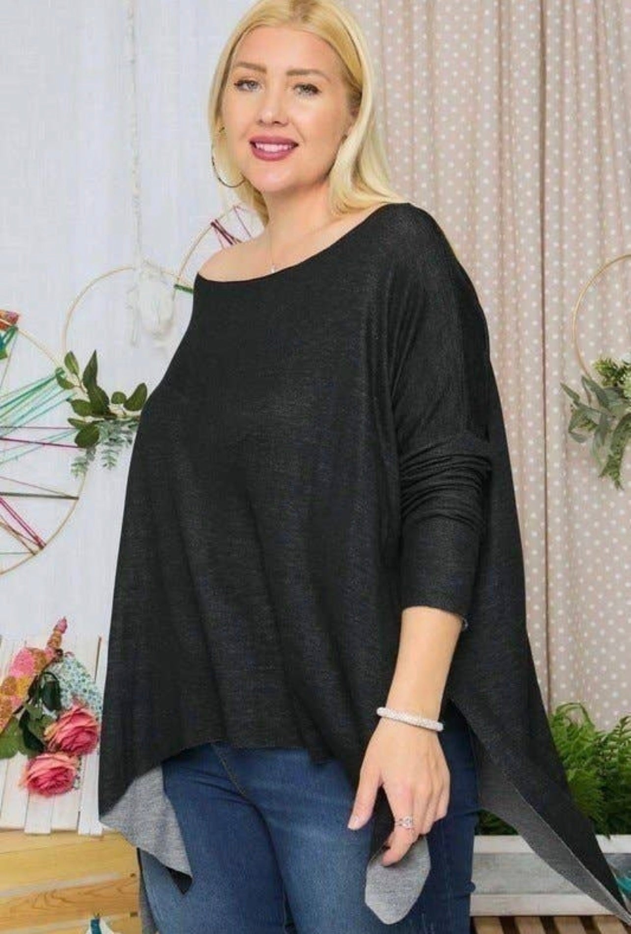 French Terry Boat Neck Top