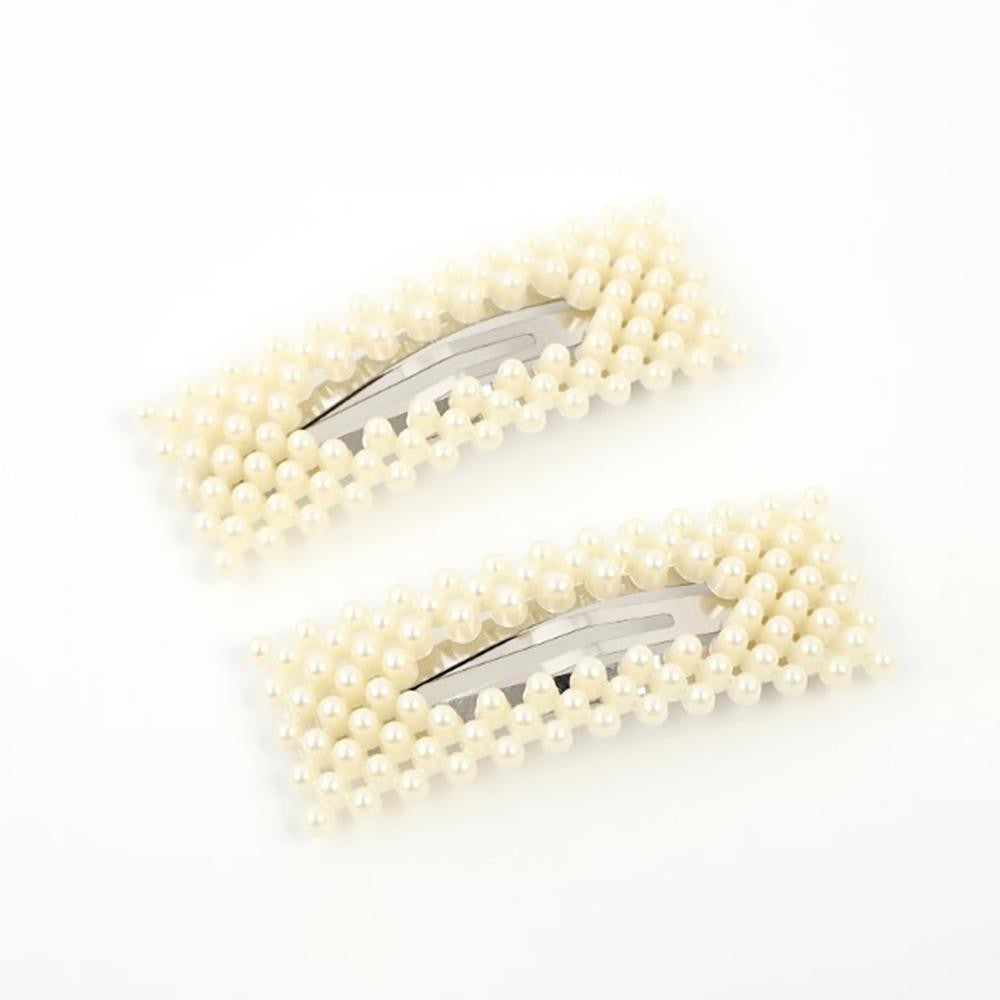 Rectangle Pearlesque Barrette Set