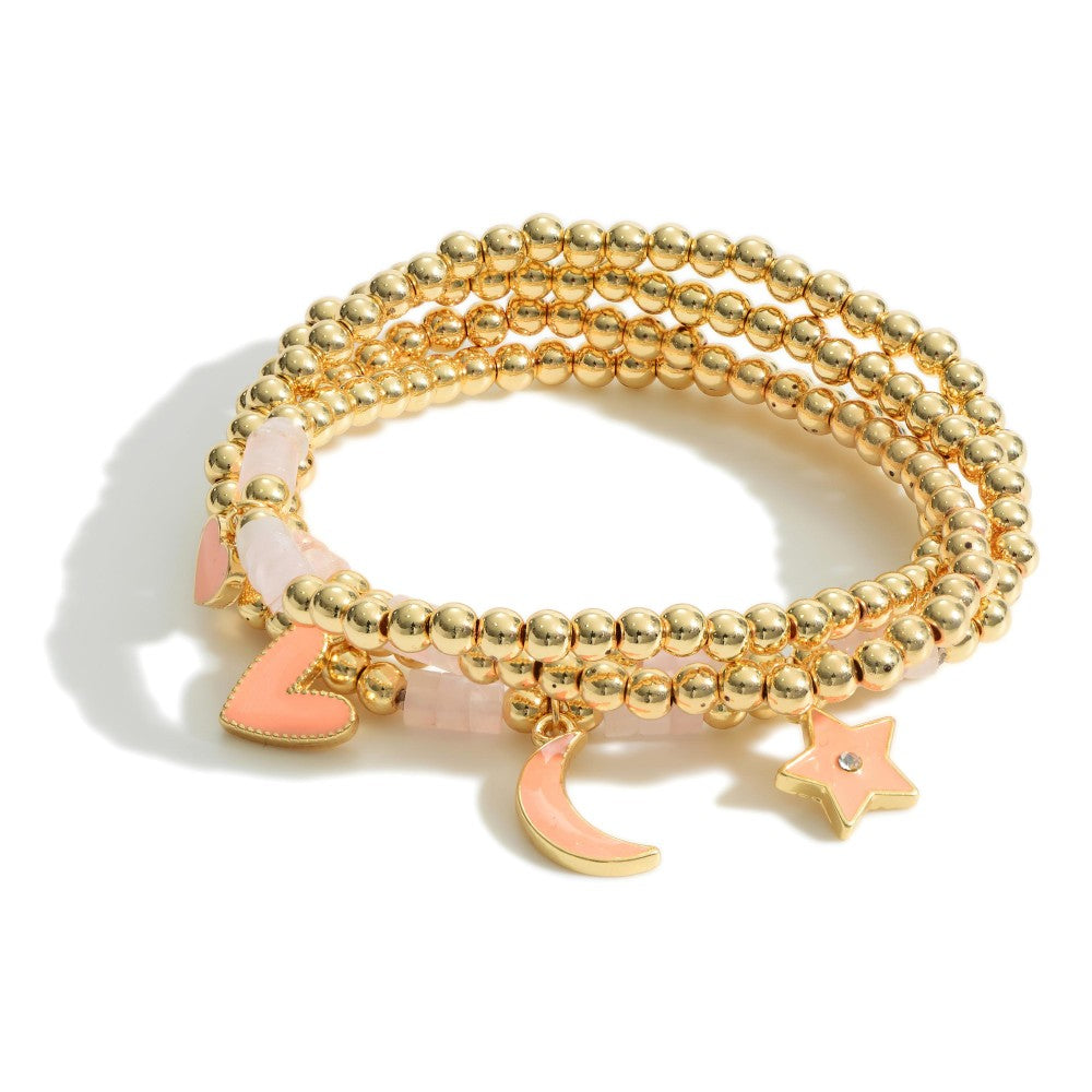 Peach Gold Charm Bracelet