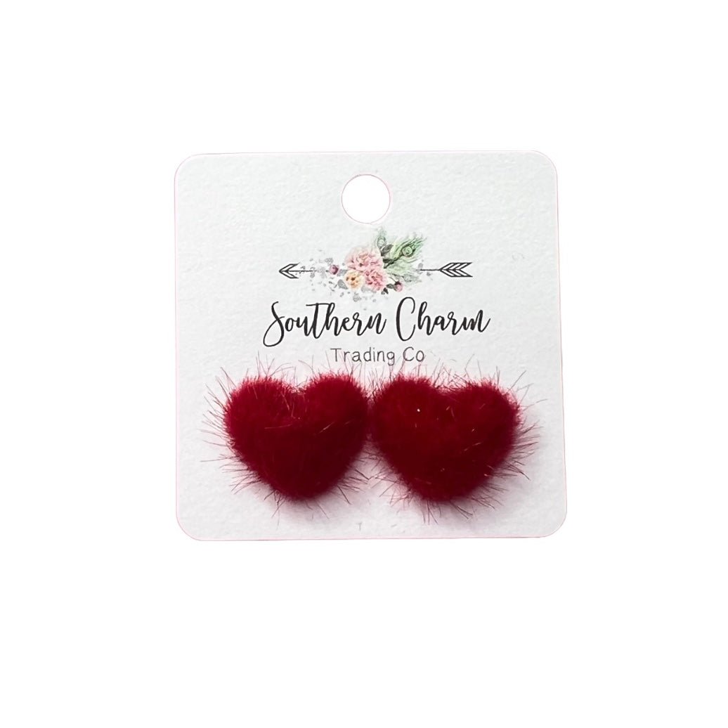 Fuzzy Valentine Heart Earrings
